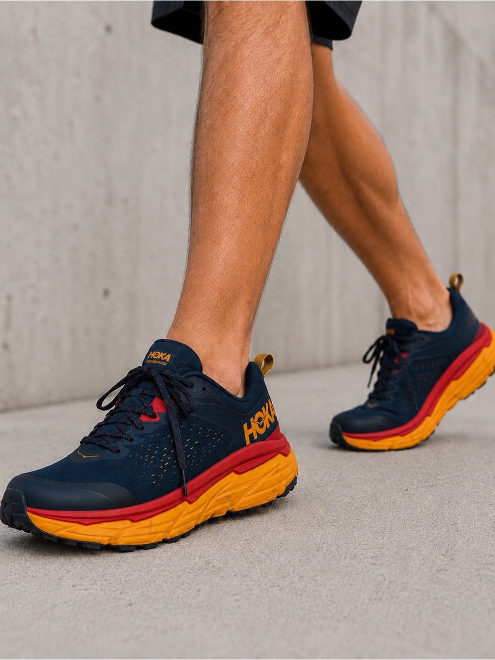 HOKA ONE ONE Challenger ATR 6 Navy Red Gold Trail Running Shoes Sneakers Men 13D